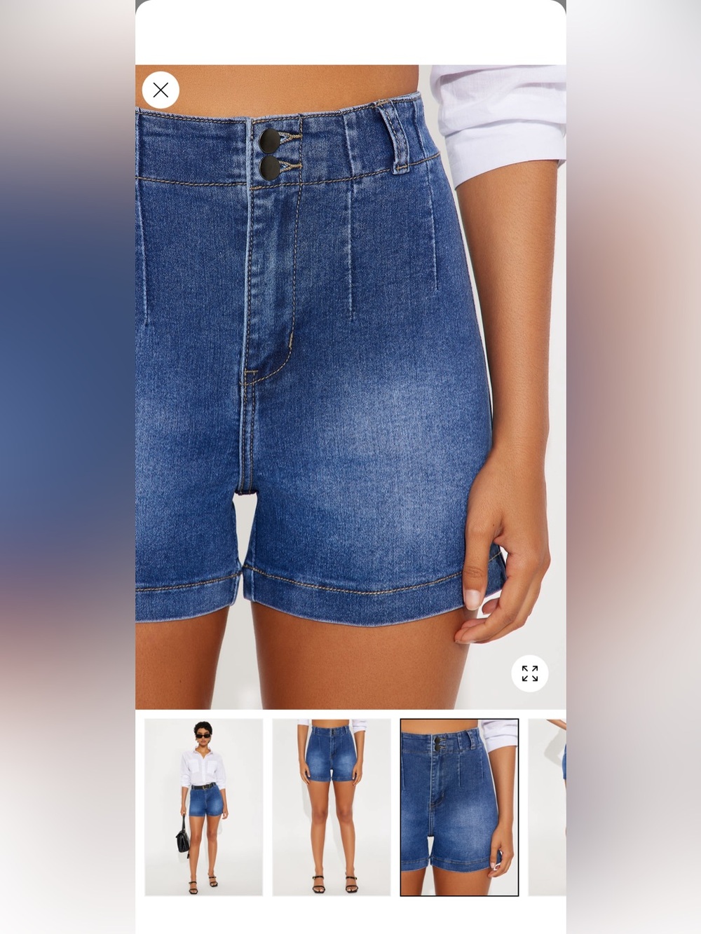 Fashion Nova Dark Blue High-Rise Denim Shorts